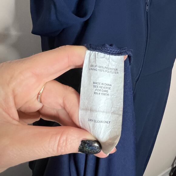 BIRDY GREY Devin Convertible Maxi Formal Bridesmaid Dress Chiffon Navy Sz Large - Picture 7 of 7